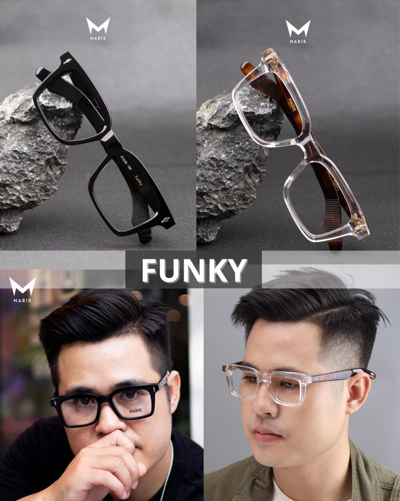 Funky - Gọng kính vuông bản dày, khoẻ khoắn, phù hợp với mặt to tròn, to bầu dài