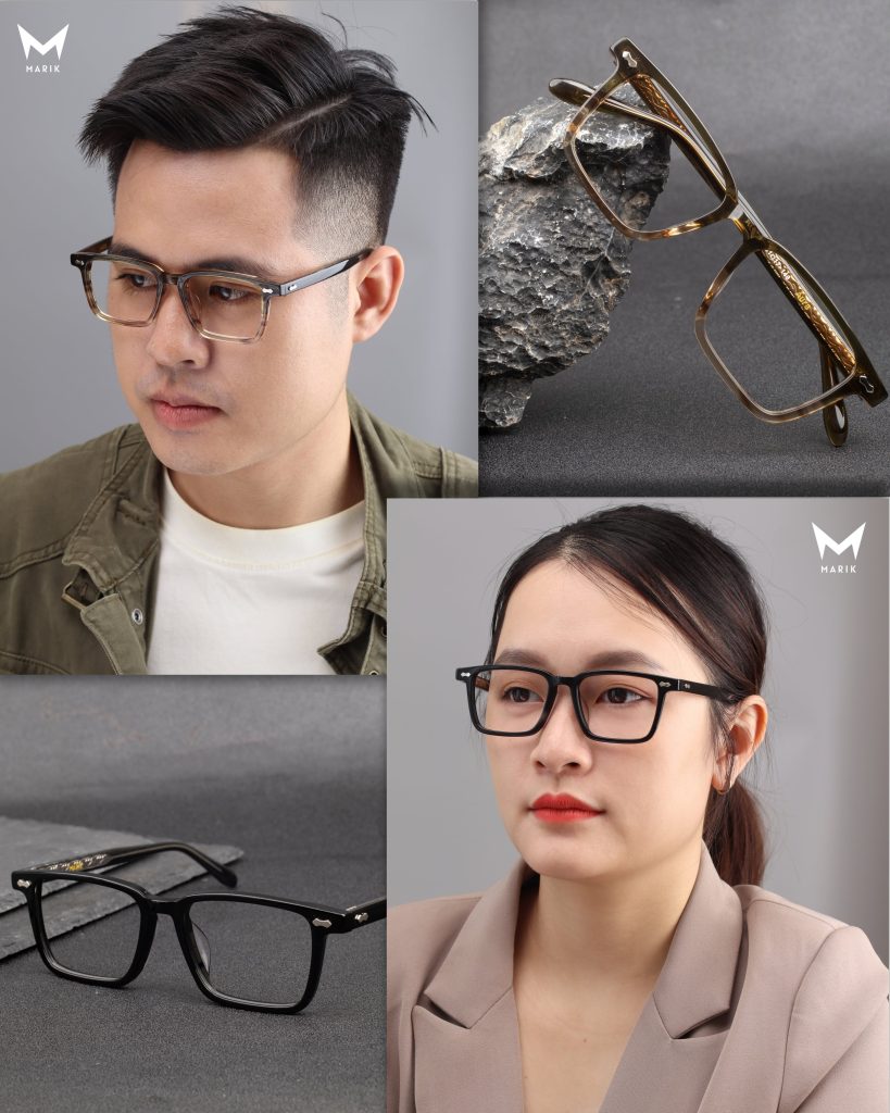 Aura - Gọng kính nhựa cao cấp Acetate với dáng vuông vintage 